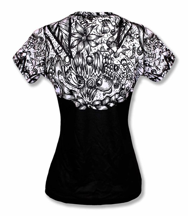 INKnBURN Women's Skull and Rose Tech Shirt s/s