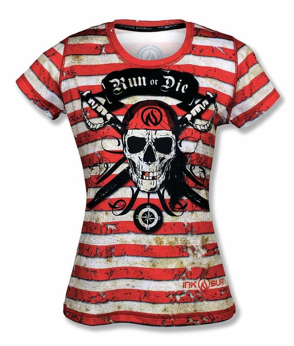 INKnBURN Women's Pirate Run or Die Tech Shirt