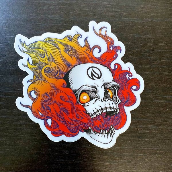 INKnBURN Run or Die Fire Skull Sticker