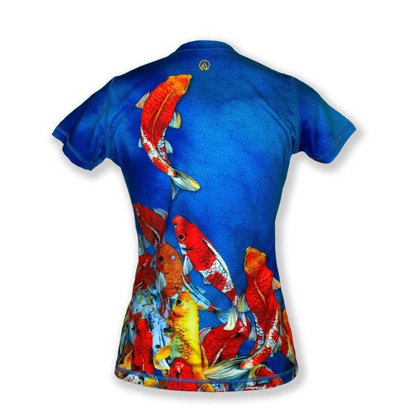 INKnBURN Women's Watercolor Koi V-Neck Tee Shirt