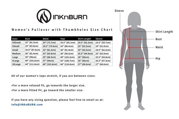 INKnBURN Women's Heart of Gold Pullover with Thumbholes